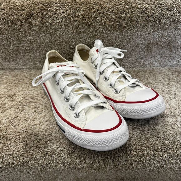 Converse Shoes - Converse Chuck Taylor All Star Low Top Classic Canvas Sneakers White Red Trim